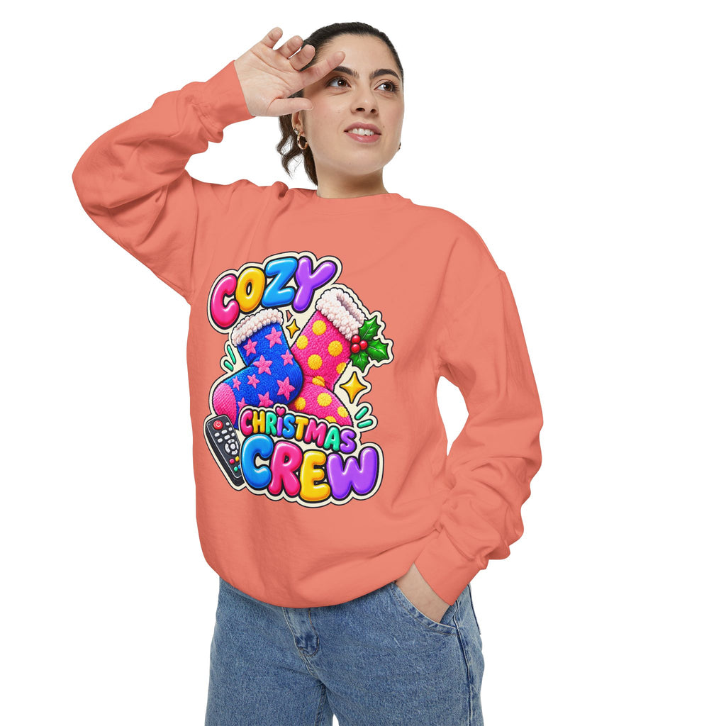 Cozy Christmas Crew Crewneck Sweatshirt 🧦🎄📺