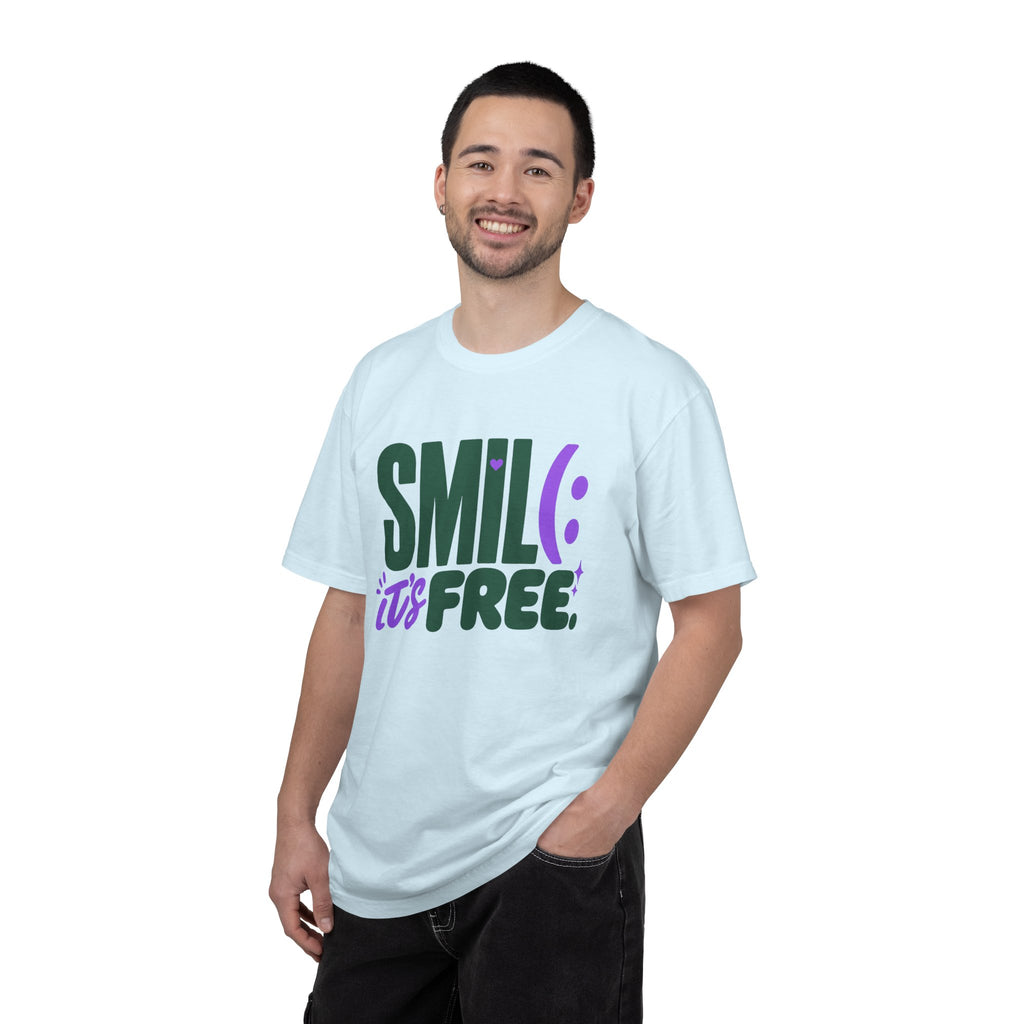 SMIL(: IT’S FREE. Forest Green & Purple Garment-Dyed Graphic Tee