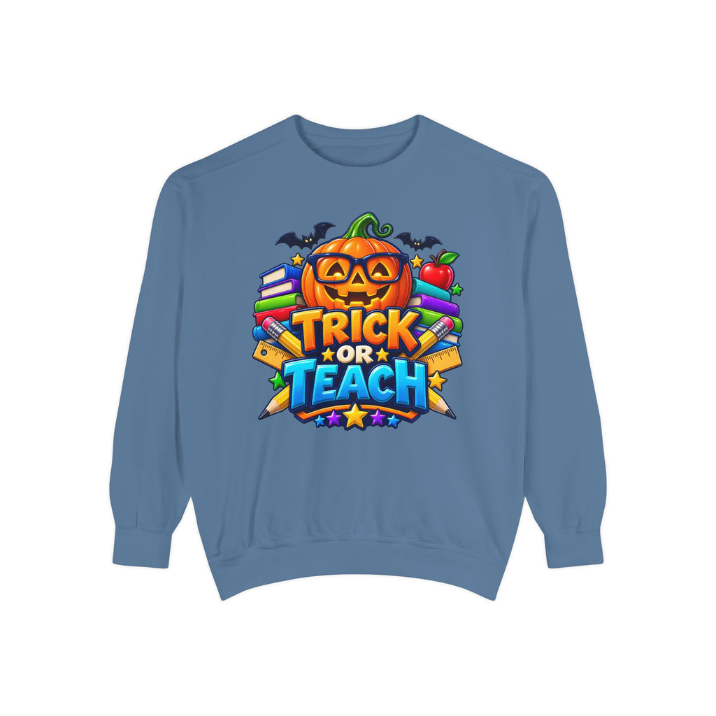 Trick or Teach Halloween Teacher Sweatshirt 🎃📚 | Pumpkin School Crewneck