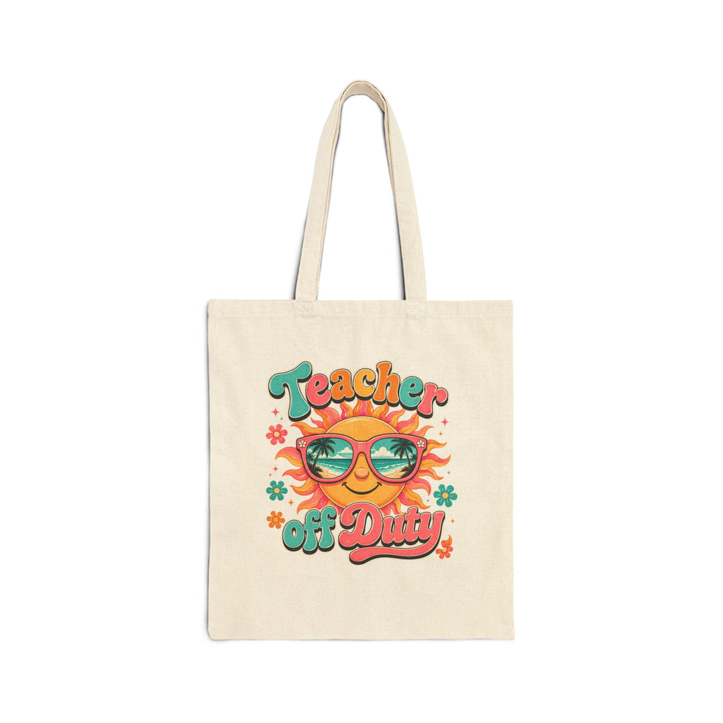 Teacher Off Duty Retro Sun Beach - Tote Bag (Teacher Gift, End of School)