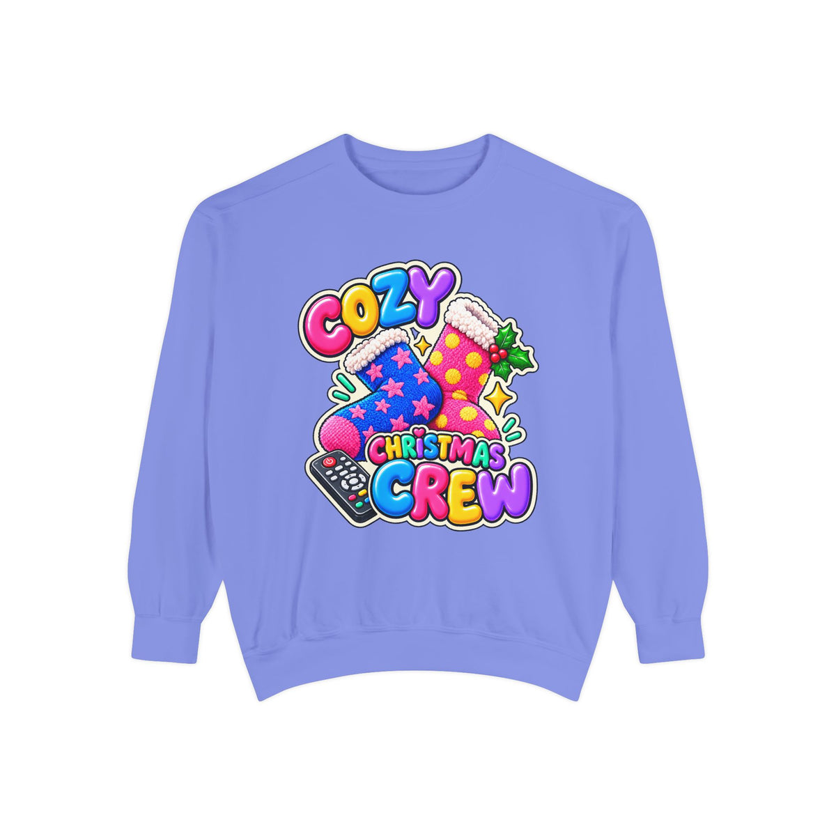 Cozy Christmas Crew Crewneck Sweatshirt 🧦🎄📺