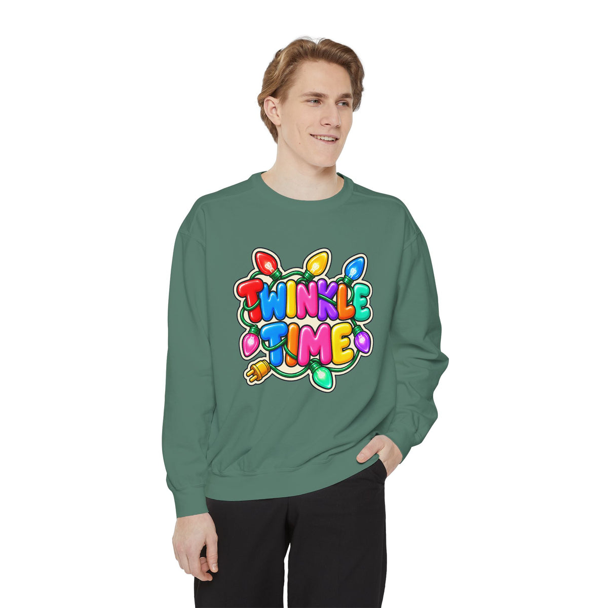 Twinkle Time Christmas - Colorful Holiday Light Graphic  Sweatshirt