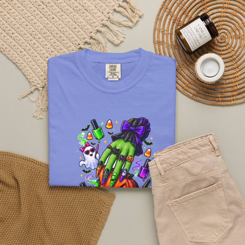 Nail Witch Halloween Tee – Adult Unisex Nail Tech & Beauty Salon Shirt