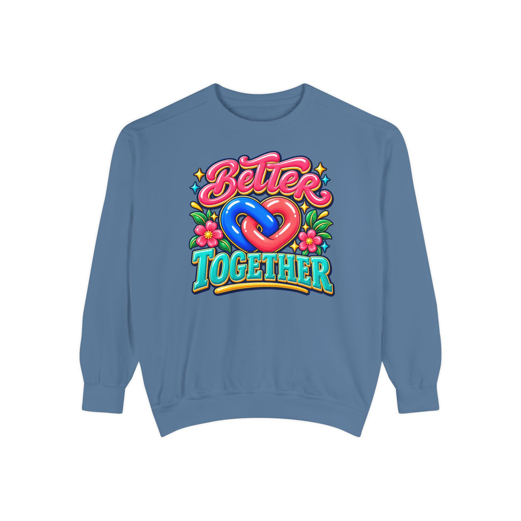 Better Together Heart Sweatshirt — Yellow & Aqua