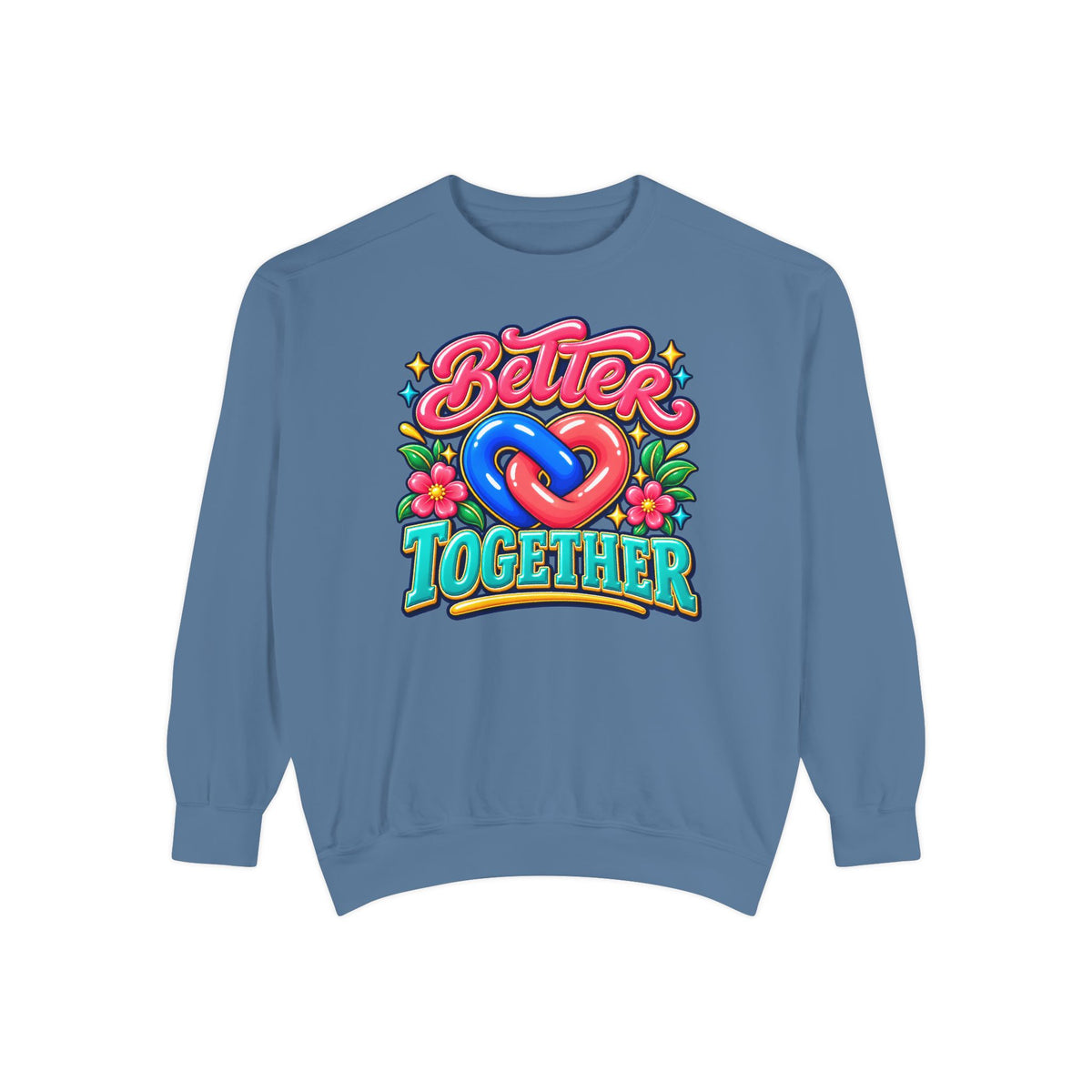 Better Together Heart Sweatshirt — Yellow & Aqua