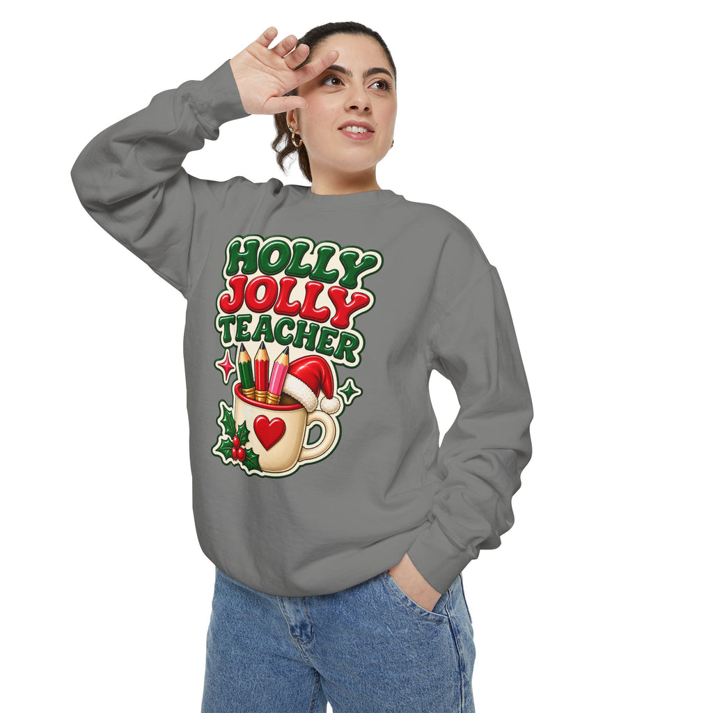 Holly Jolly Teacher Sweatshirt – Christmas Mug Holiday Teacher Gift