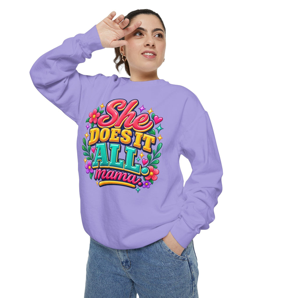 She Does It All Mama Sweatshirt — Floral Mom Appreciation Crewneck