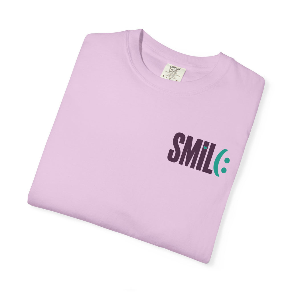 SMIL(: IT’S FREE. Front & Back Garment-Dyed Graphic Tee