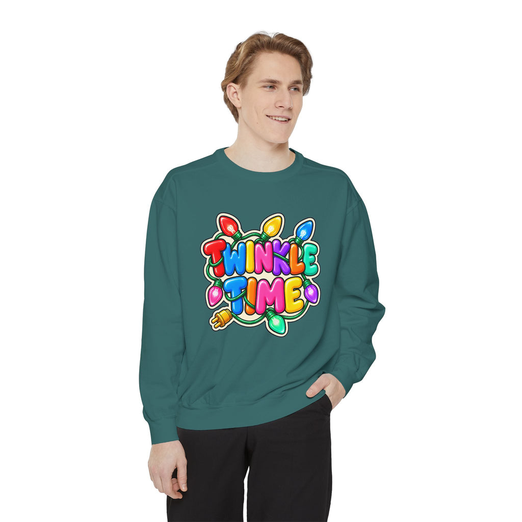 Twinkle Time Christmas - Colorful Holiday Light Graphic  Sweatshirt