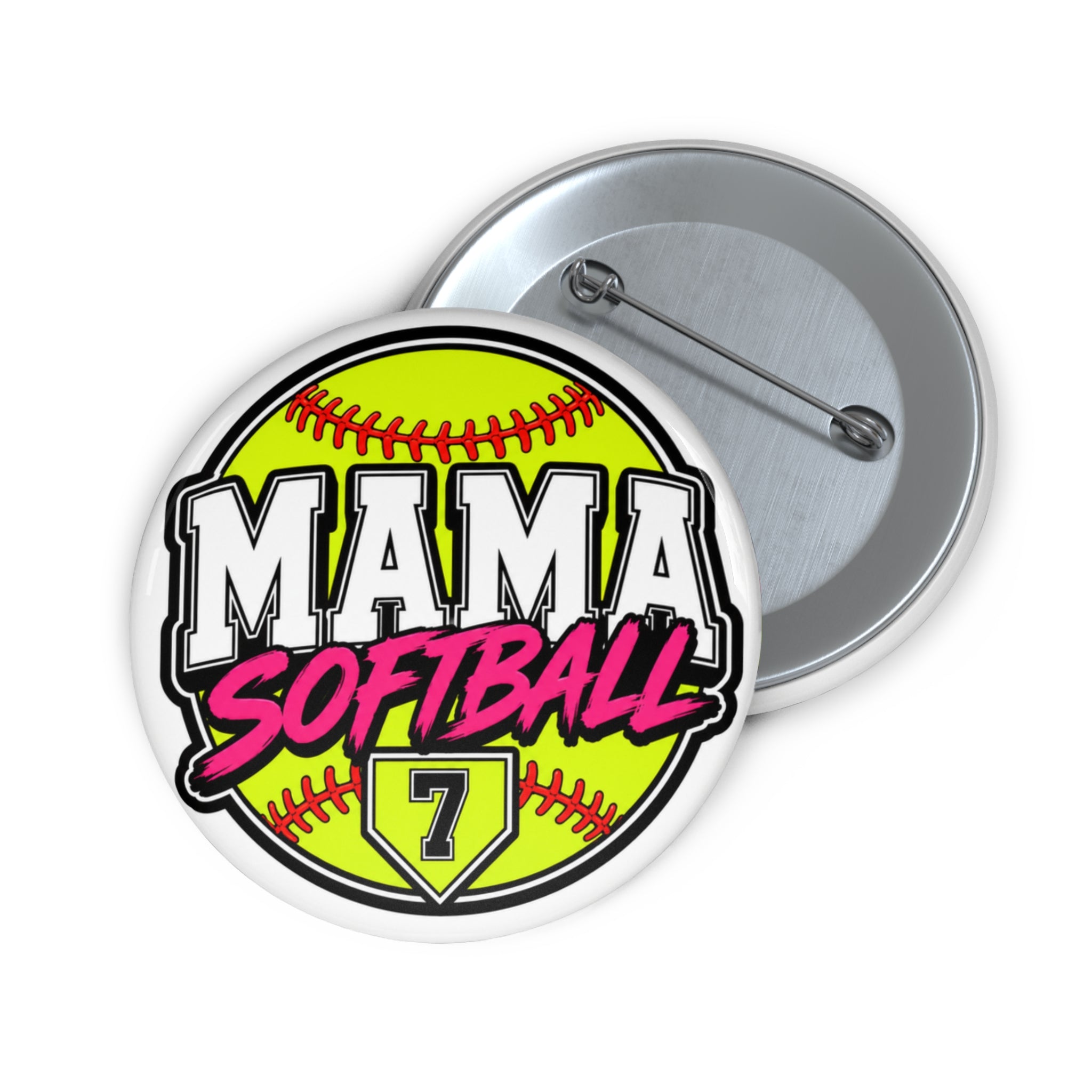 'Mama Softball" — Neon Softball Mom Badge