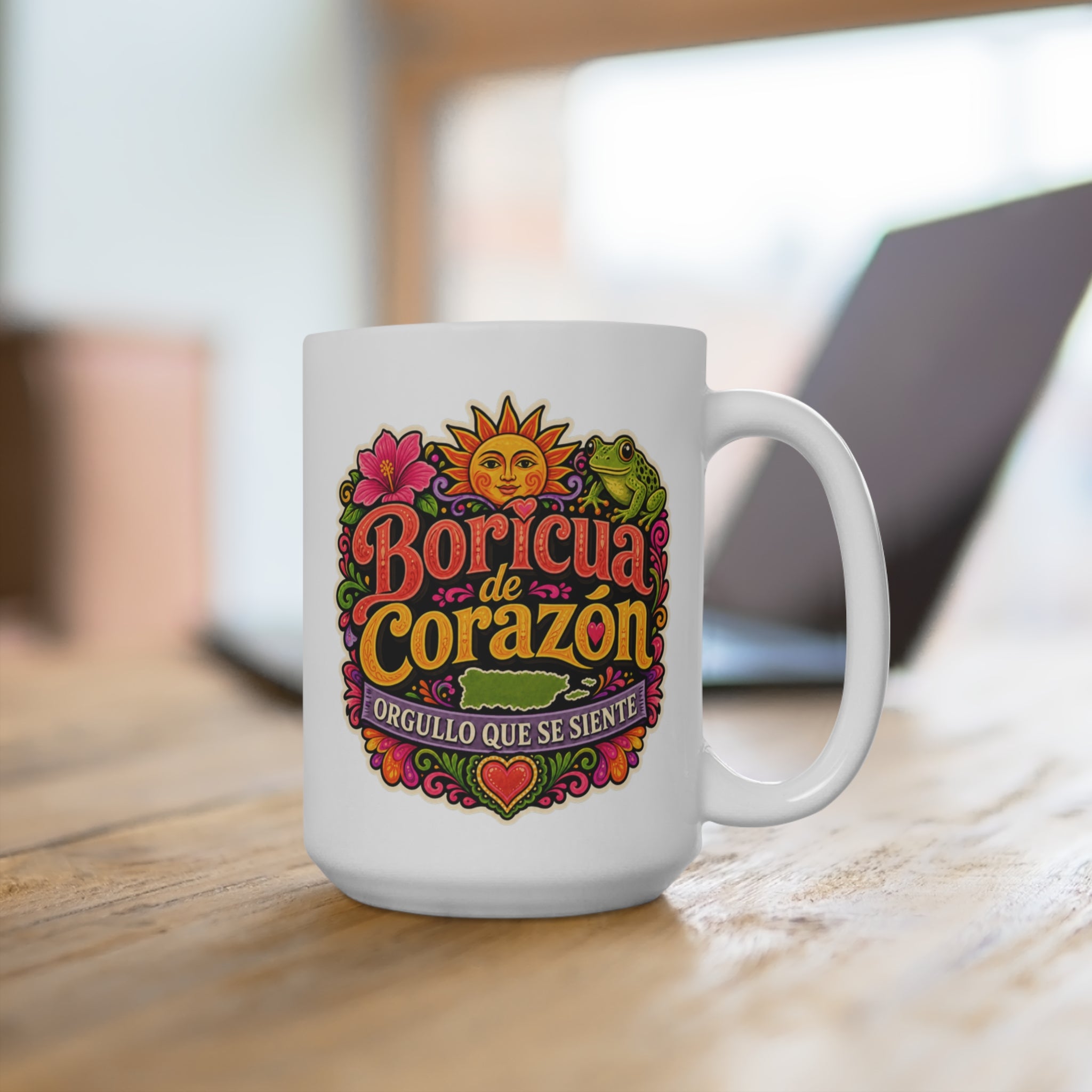 Boricua de Corazón Mug - Puerto Rican Pride Coffee Cup - Boricua Heritage Gift for Puerto Ricans, Families and Culture Lovers