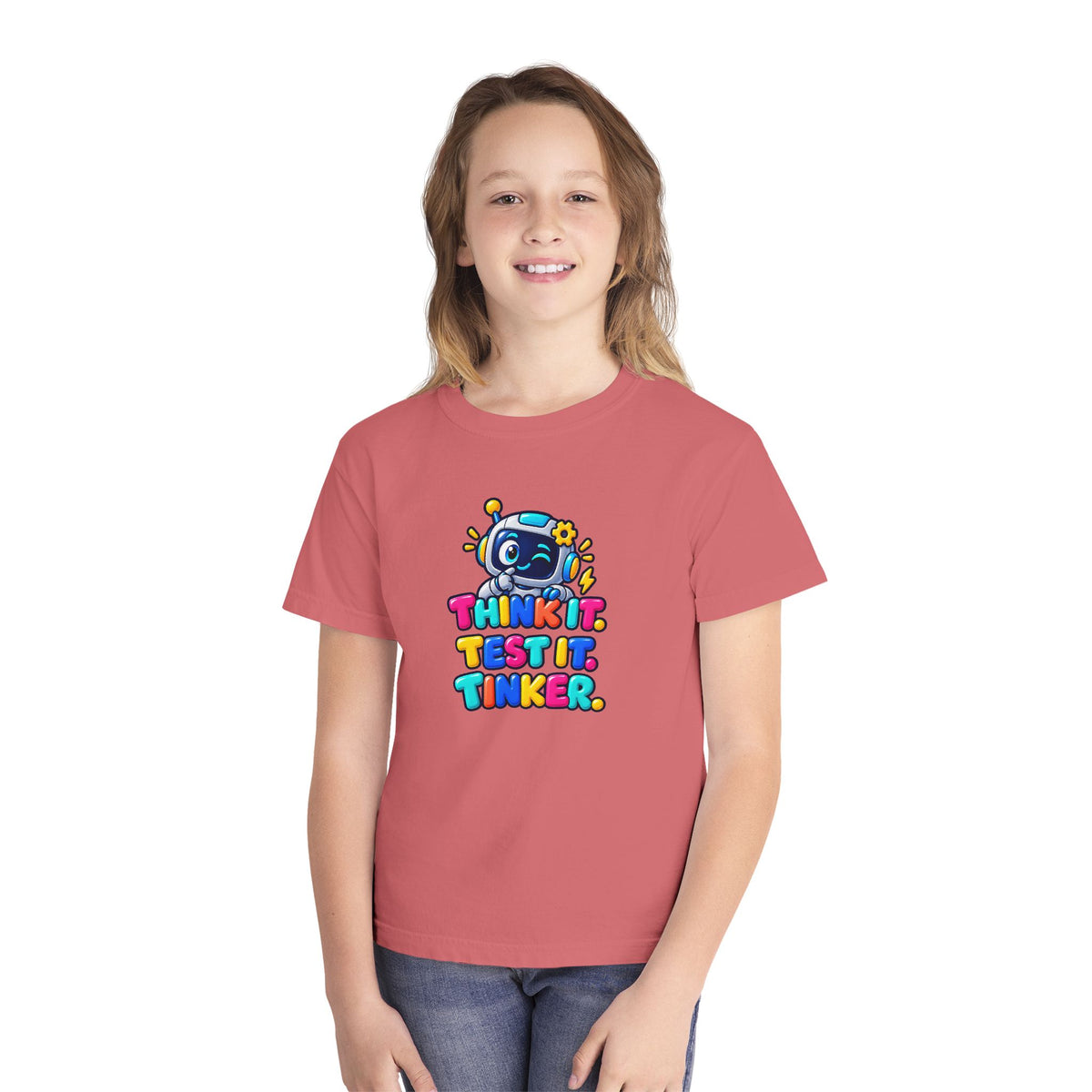 🤖 Think It. Test It. Tinker." Robot STEM Graphic Kids Tee