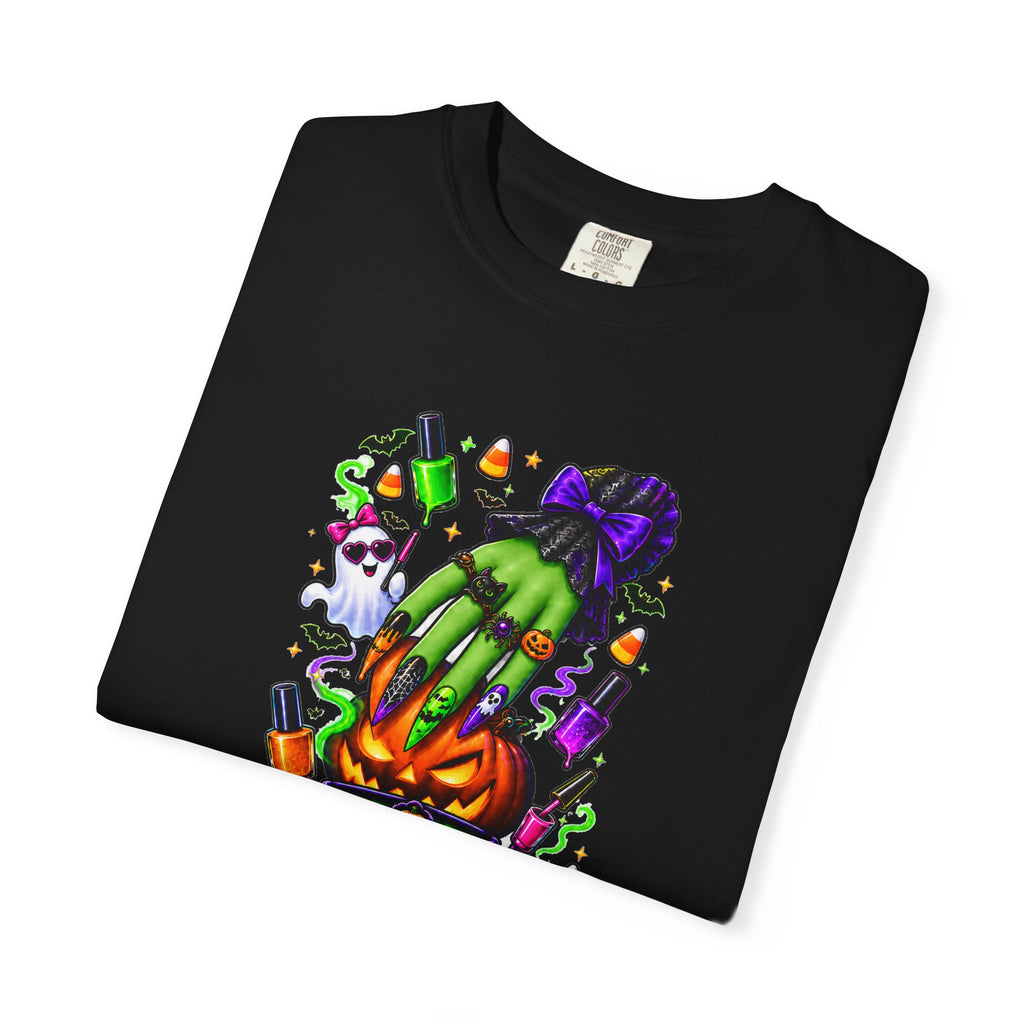 Nail Witch Halloween Tee – Adult Unisex Nail Tech & Beauty Salon Shirt