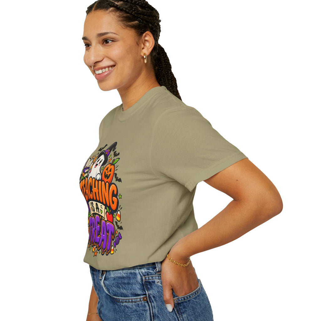 Teaching Is a Treat Halloween T-Shirt — Cute Ghost & Pumpkin Teacher Tee