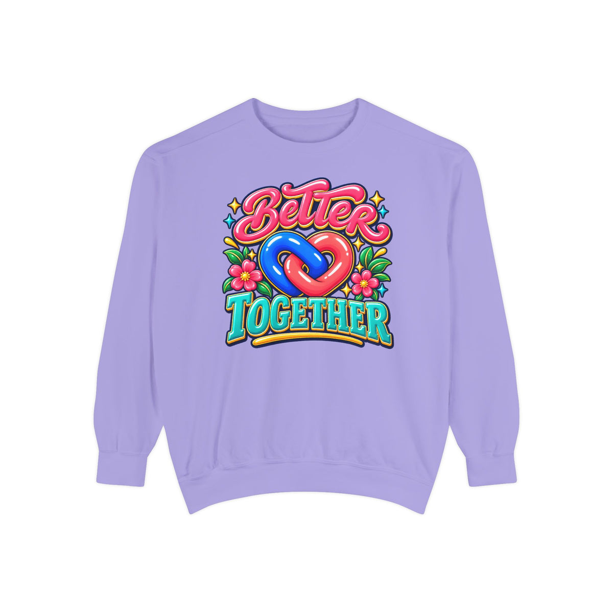 Better Together Heart Sweatshirt — Yellow & Aqua