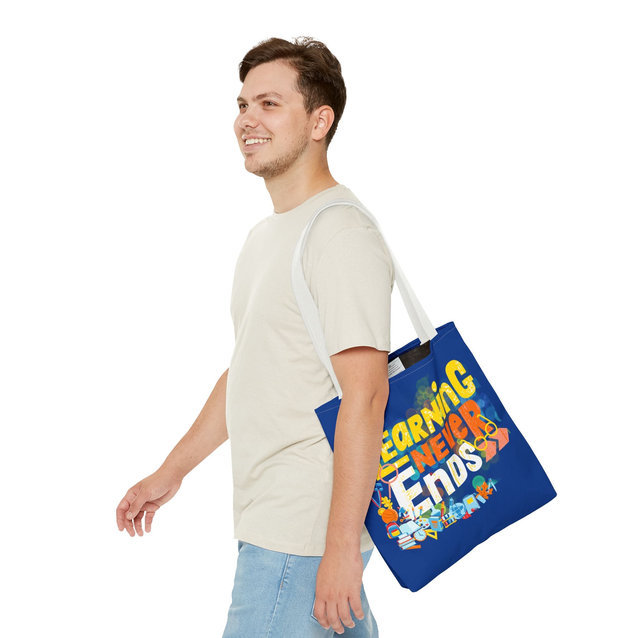 Learning Never Ends - Great Things Await Tote Bag (AOP)