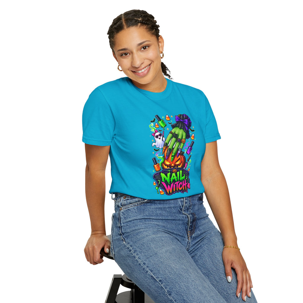Nail Witch Halloween Tee – Adult Unisex Nail Tech & Beauty Salon Shirt