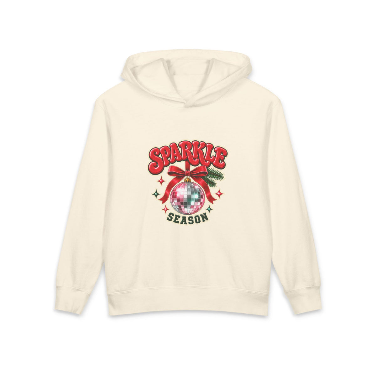 Sparkle Season Youth Hoodie — Cute Disco Ornament Christmas Sweatshirt