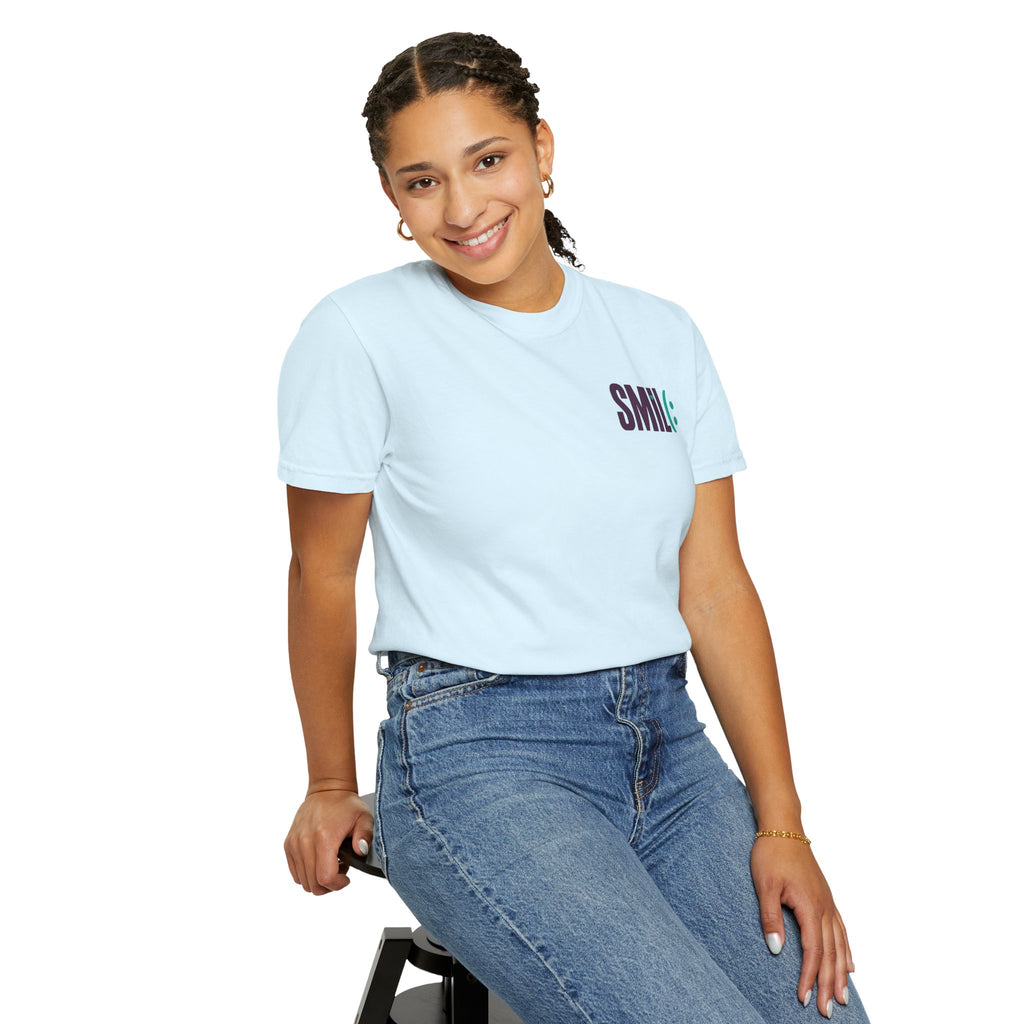 SMIL(: IT’S FREE. Front & Back Garment-Dyed Graphic Tee