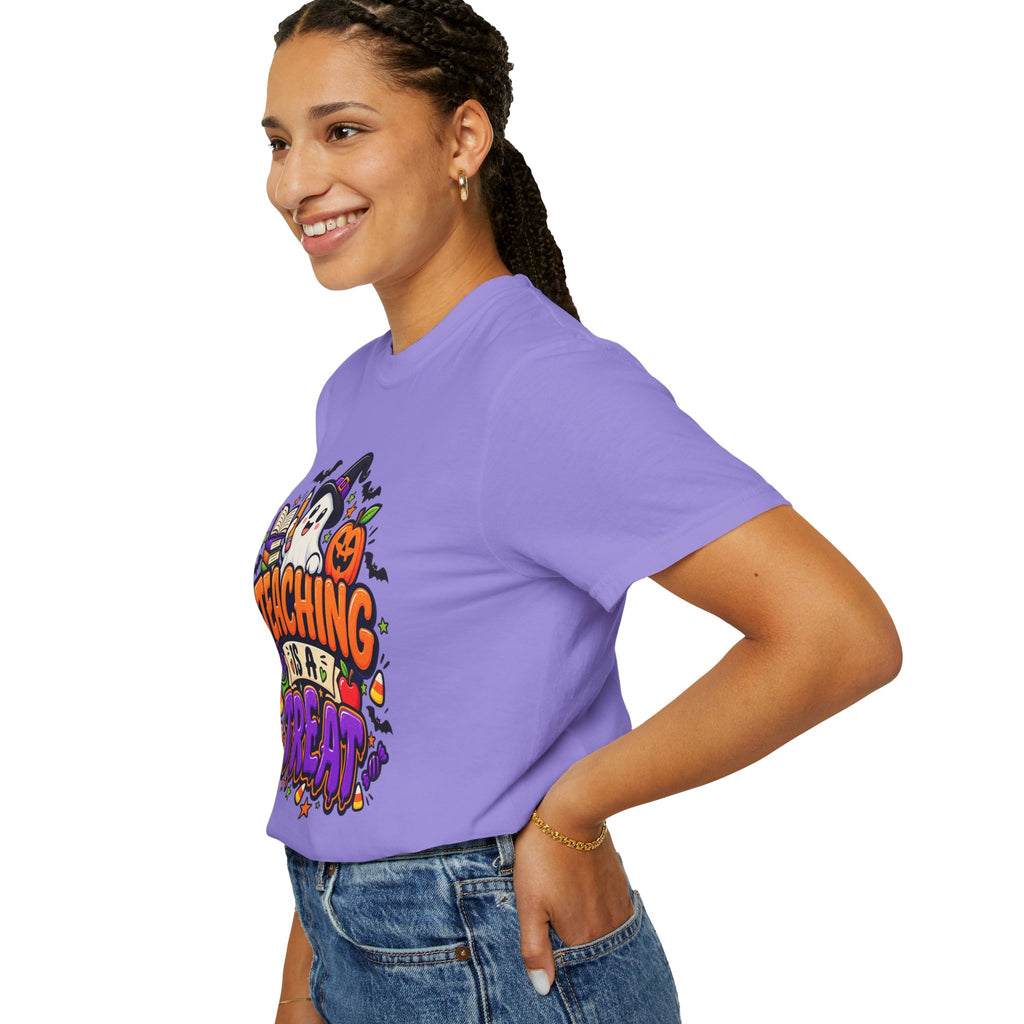 Teaching Is a Treat Halloween T-Shirt — Cute Ghost & Pumpkin Teacher Tee