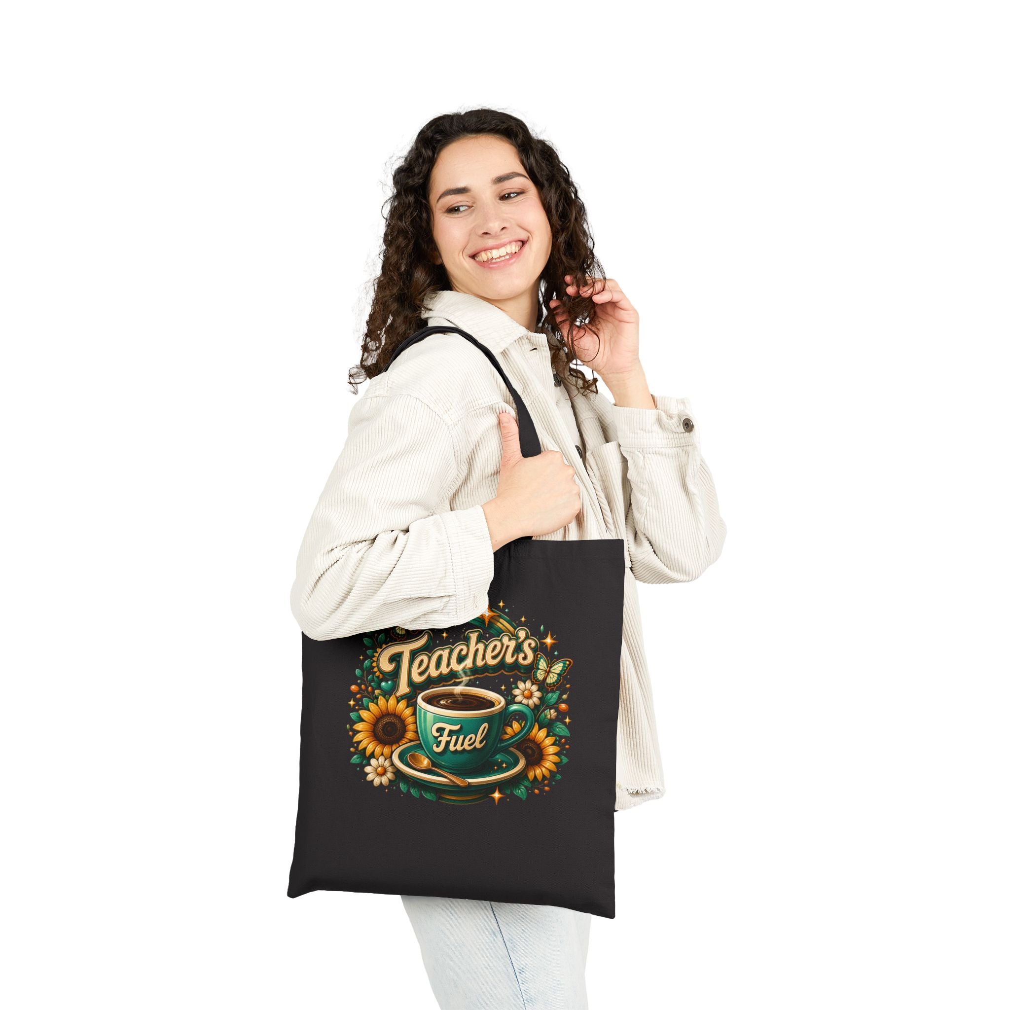 Teacher's Fuel Coffee and Sunflower - Canvas Tote Bag