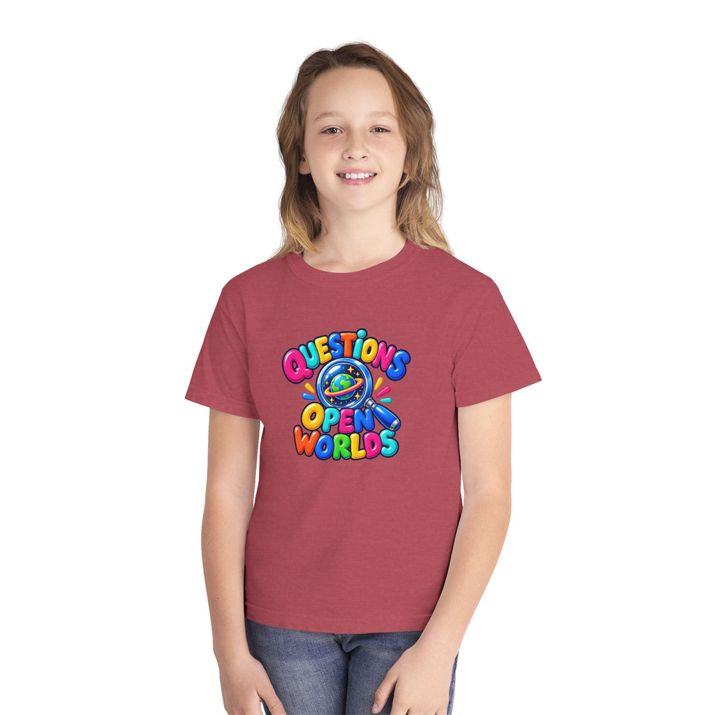 🌍 Questions Open Worlds Colorful Space Graphic Youth Tee