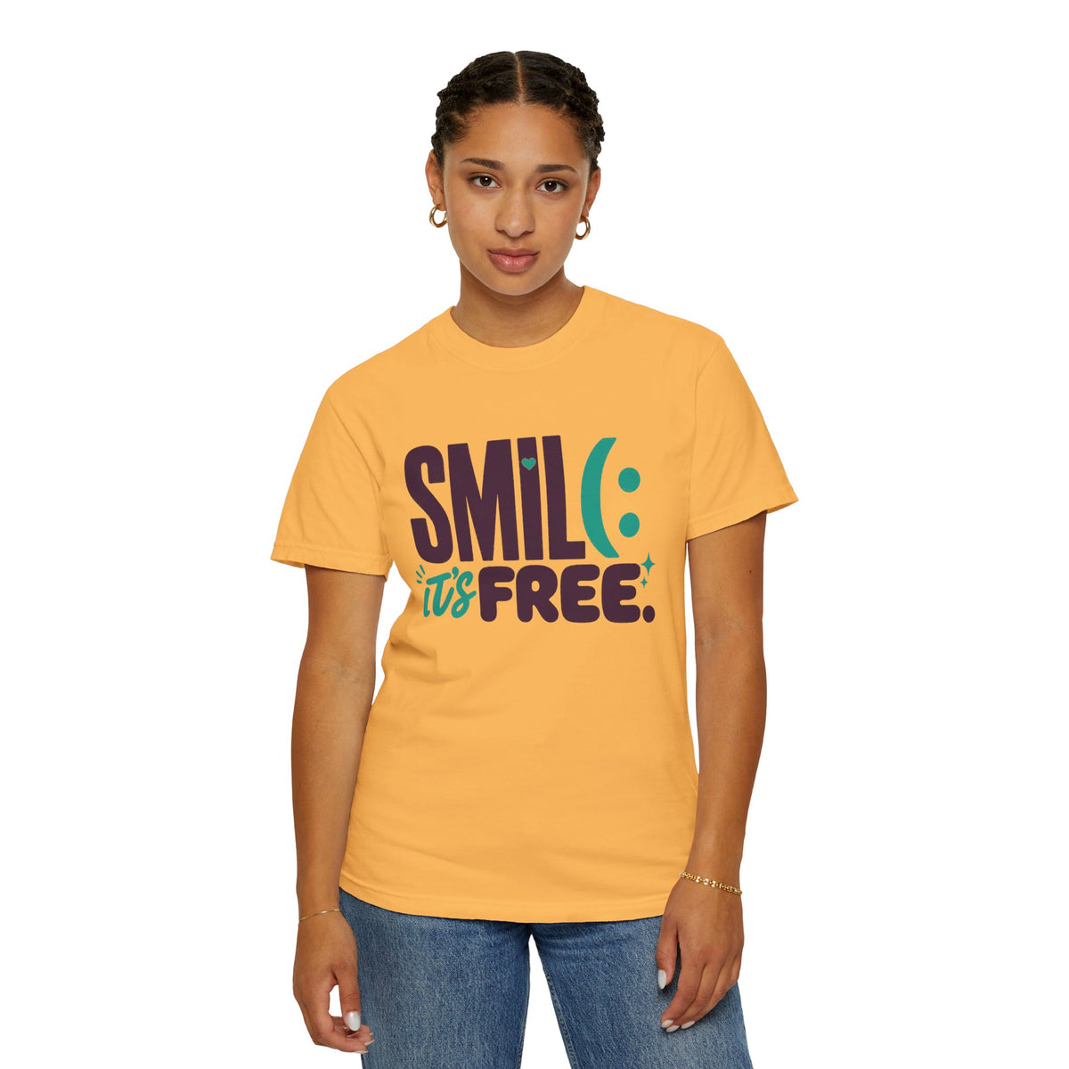 SMIL(: IT’S FREE. Plum & Teal Garment-Dyed Graphic Tee