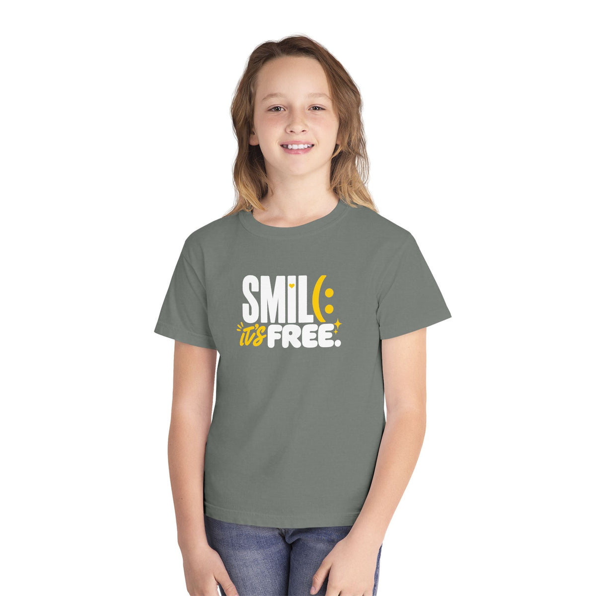 SMILE IT’S FREE! Youth Garment-Dyed Tee