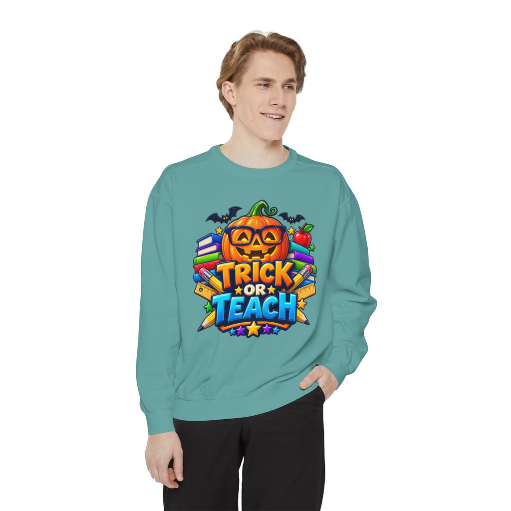 Trick or Teach Halloween Teacher Sweatshirt 🎃📚 | Pumpkin School Crewneck