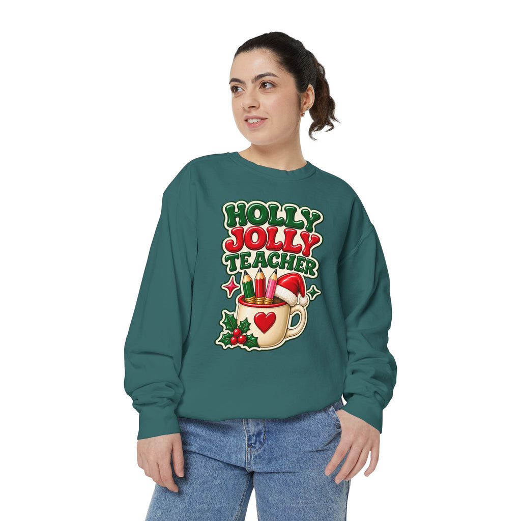 Holly Jolly Teacher Sweatshirt – Christmas Mug Holiday Teacher Gift