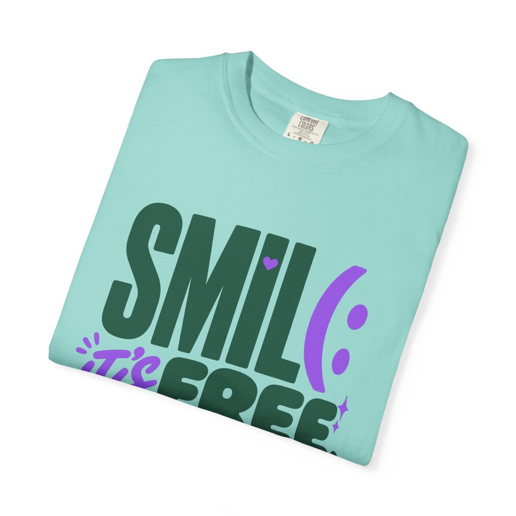 SMIL(: IT’S FREE. Forest Green & Purple Garment-Dyed Graphic Tee