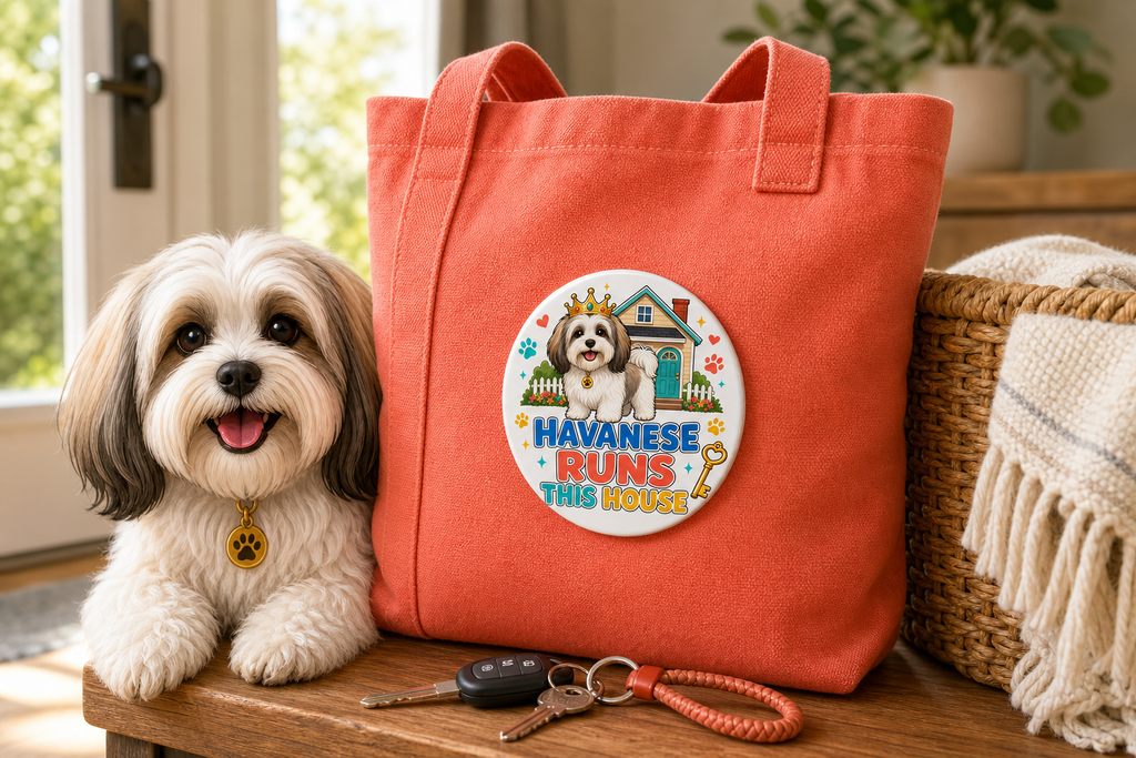 Havanese Runs This House Pin – Colorful Dog Lover Gift