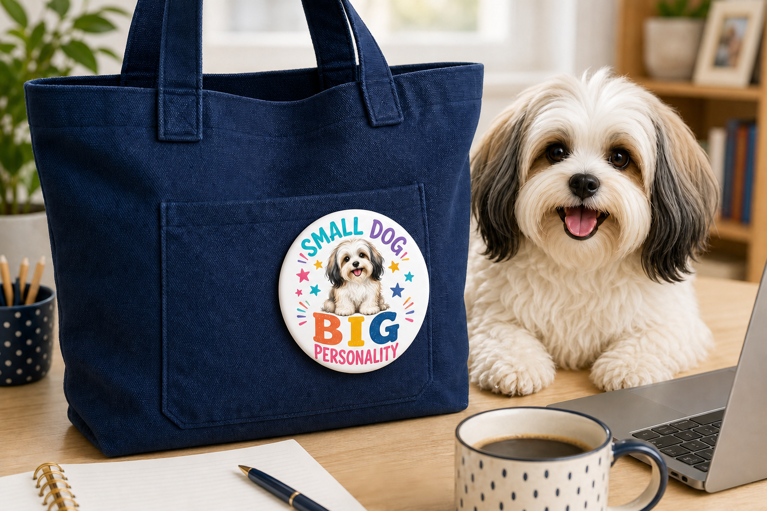 Small Dog Big Personality Havanese Pin – Colorful Dog Lover Gift