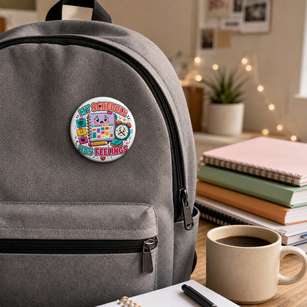 My Schedule Has Feelings Student Pin
