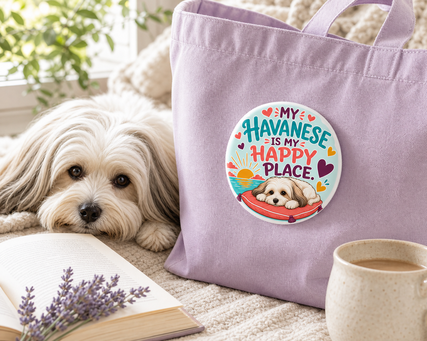 My Havanese Is My Happy Place Pin – Colorful Dog Lover Gift