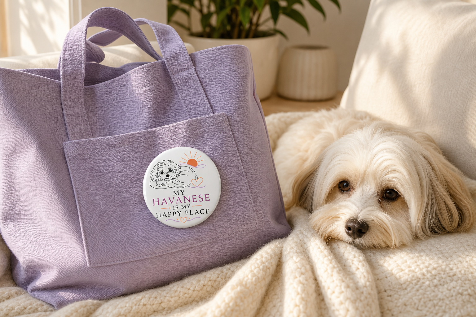 My Havanese Is My Happy Place Pin – Havanese Dog Gift
