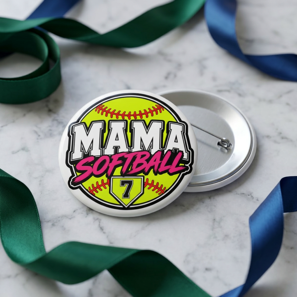 'Mama Softball" — Neon Softball Mom Badge