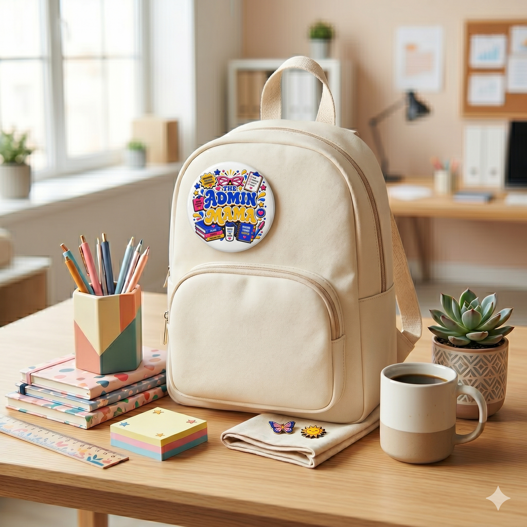 "Admin Mama" – Cute Office Mom Badge