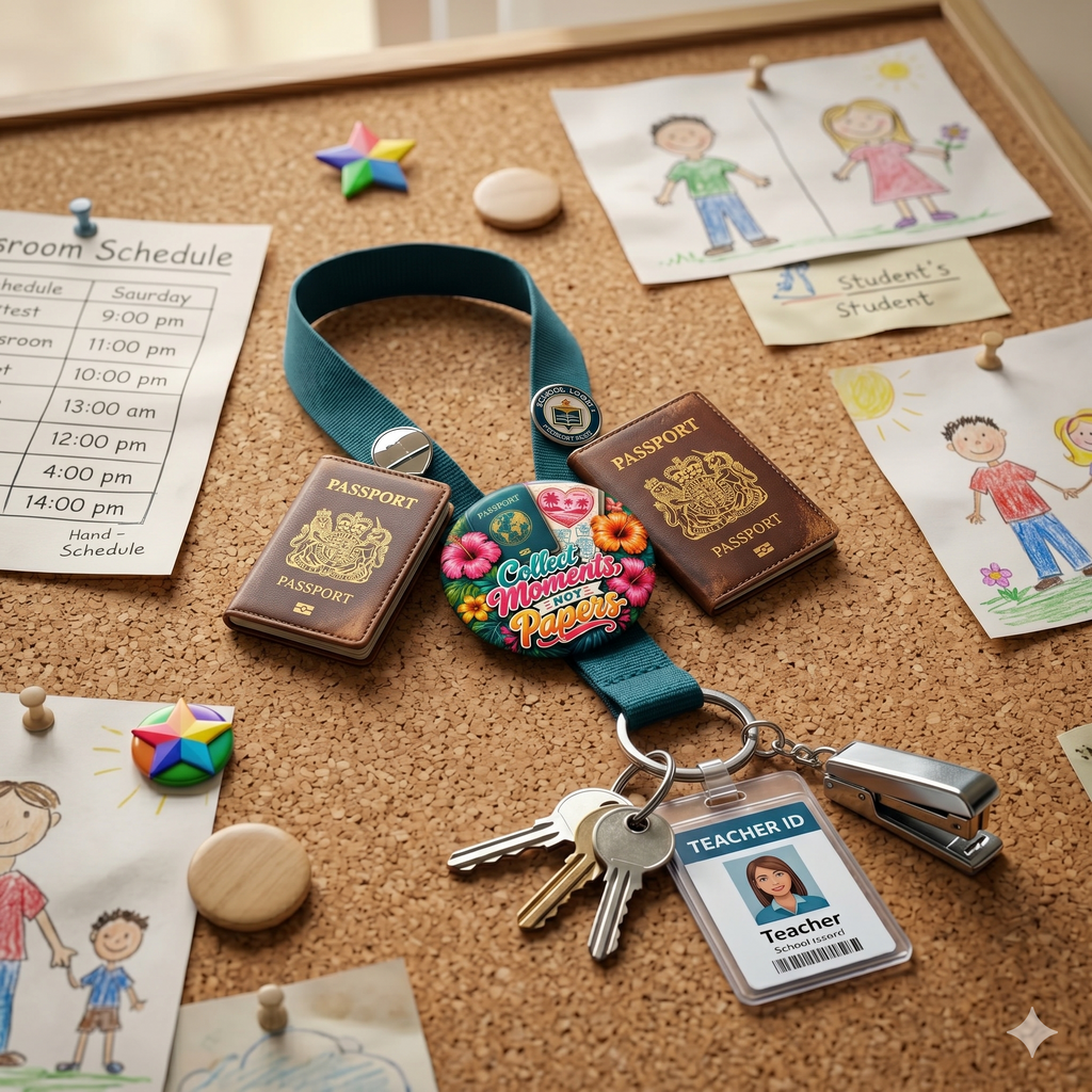 "Collect Moments Not Papers Tropical" Badge