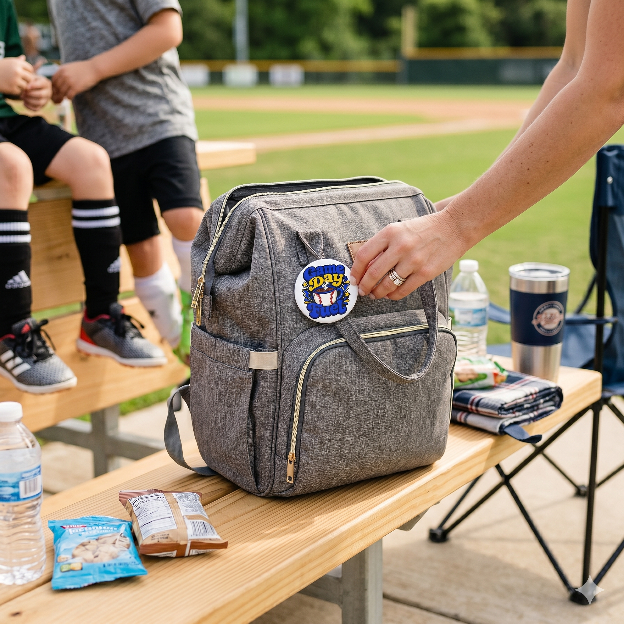 "Game Day Fuel" Coffee and Baseball Fan Button