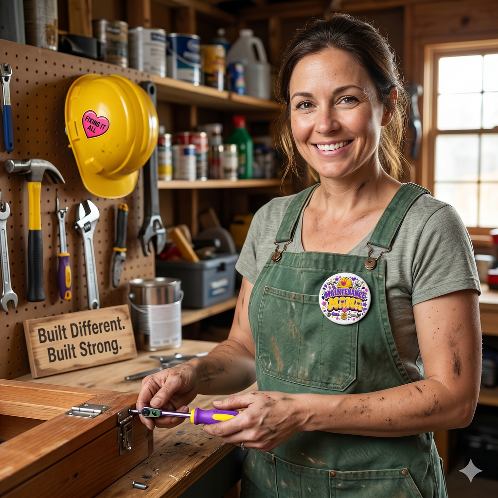 "Maintenance Mama" — Cute Tool-Themed Badge for Moms (Maintenance Mama)