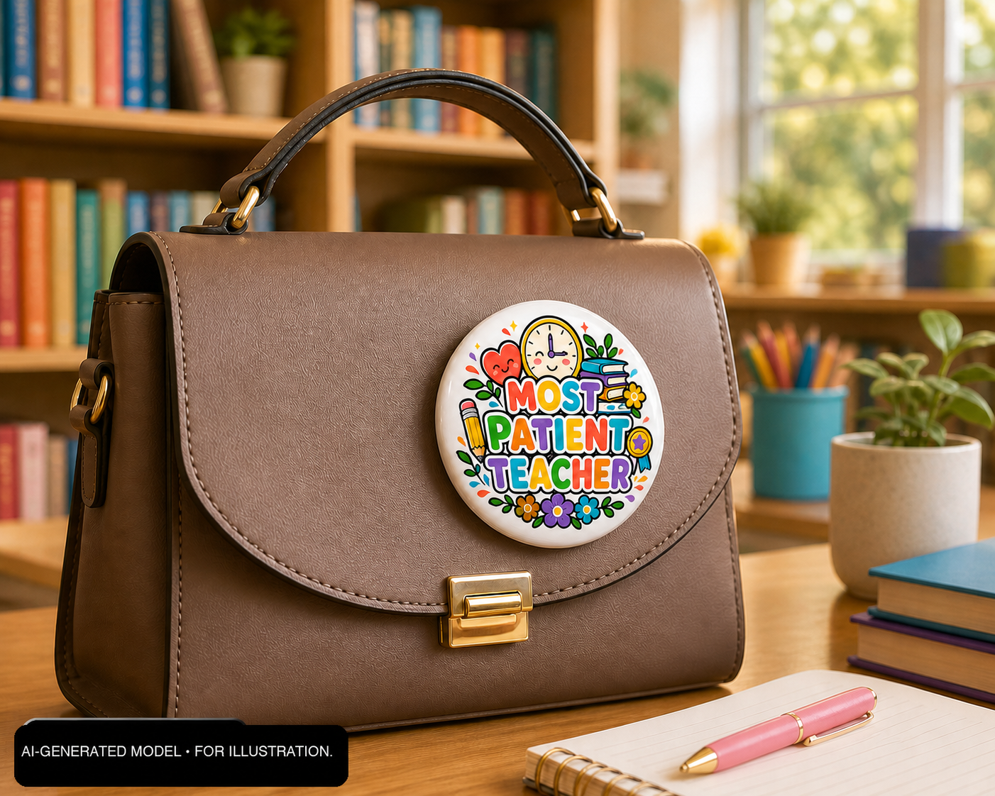 Most Patient Teacher Pin, Teacher Appreciation Gift, 3 Inch Award Button