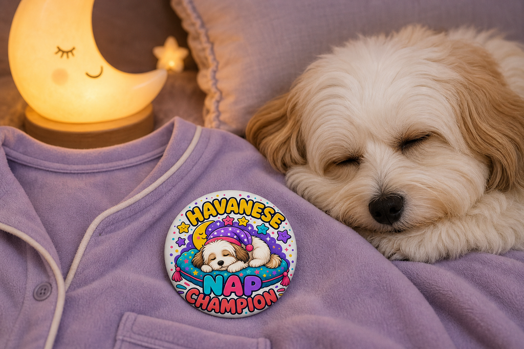 Havanese Nap Champion Pin – Cute Sleepy Dog Gift