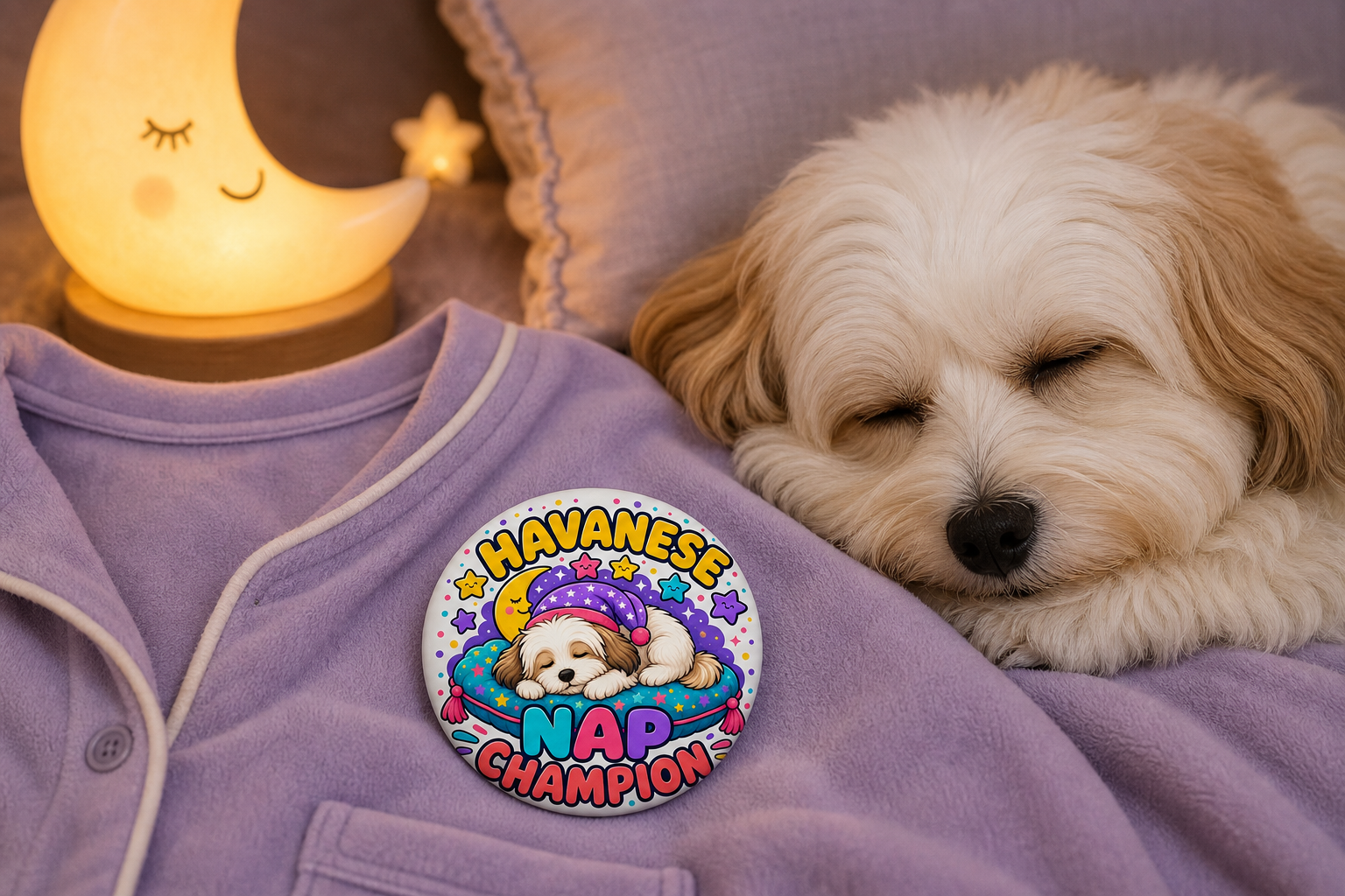 Havanese Nap Champion Pin – Cute Sleepy Dog Gift