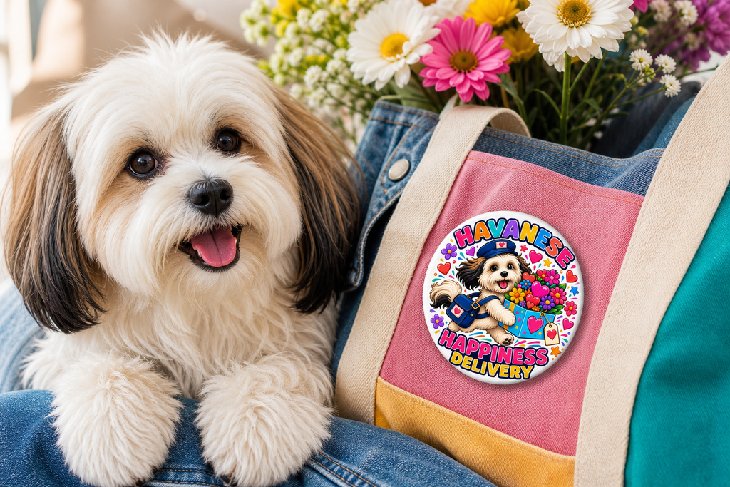 Havanese Happiness Delivery Pin – Colorful Dog Lover Gif