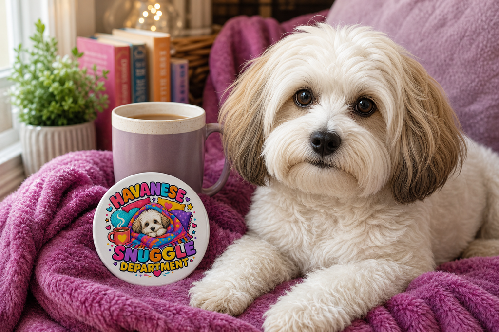 Havanese Snuggle Department Pin – Cozy Dog Lover Gift