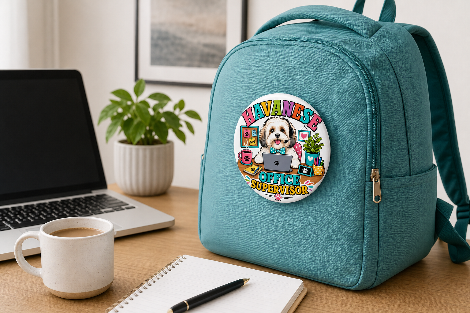 Havanese Office Supervisor Pin – Work-from-Home Dog Gift