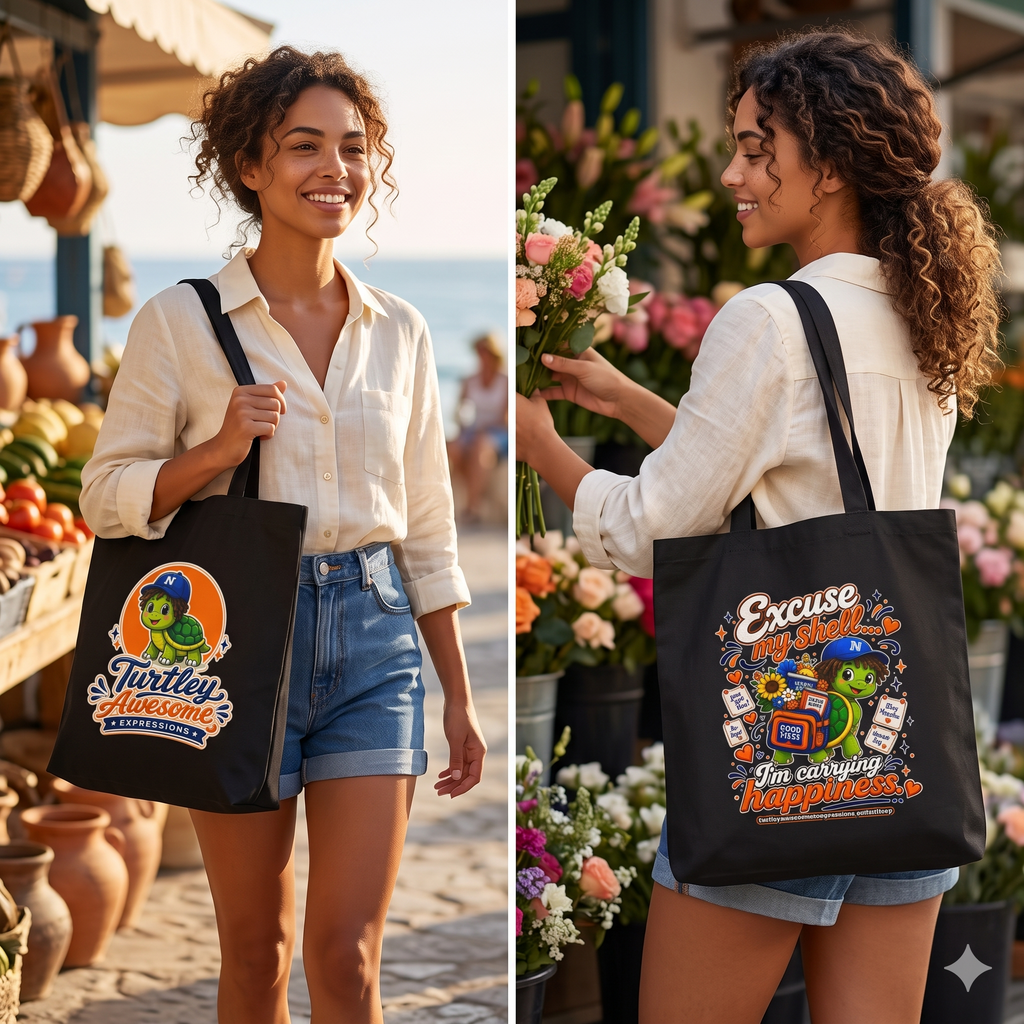 Turtley Awesome Expressions - Canvas Tote, Eco-Friendly Market and Grocery Bag