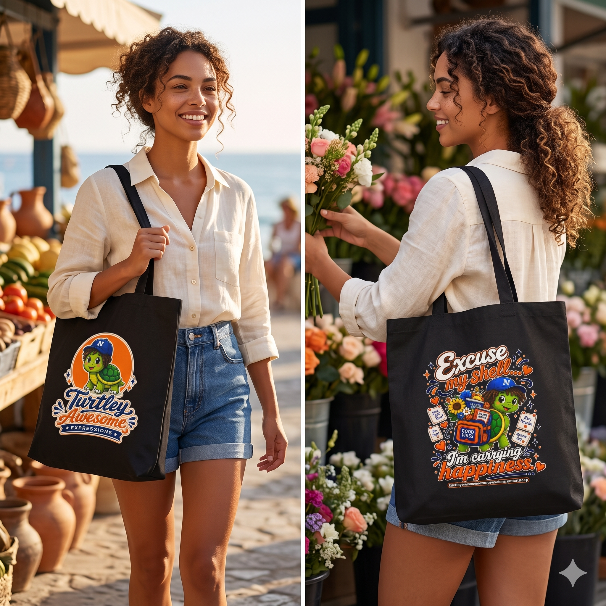Turtley Awesome Expressions - Canvas Tote, Eco-Friendly Market and Grocery Bag