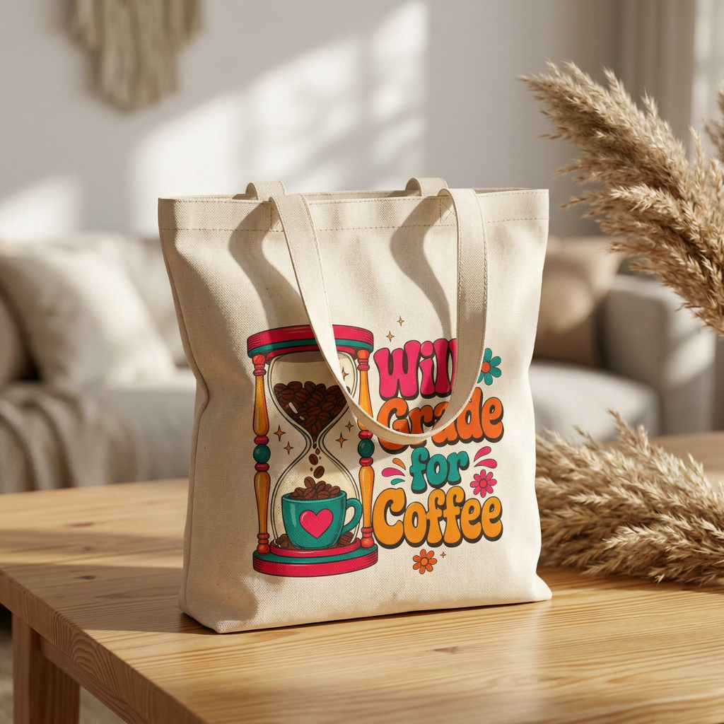 Will Grade for Coffee Retro - Canvas Tote Bag